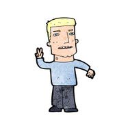 Cartoon Man Giving Peace Sign N72