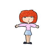 cartoon woman shrugging shoulders N605