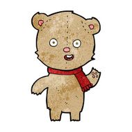cartoon waving teddy bear with scarf N4