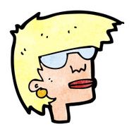 cartoon female face with glasses N12