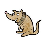 cartoon happy dog in big collar N12