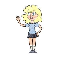 cartoon worried woman waving N23