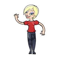 Cartoon Woman Waving N422