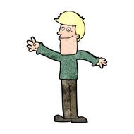 cartoon happy man waving N47
