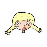 cartoon confused female face N12