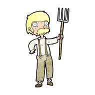 Cartoon Farmer With Pitchfork N14