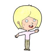 cartoon happy girl waving N12