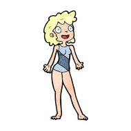 cartoon woman in swimming costume N13
