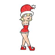cartoon woman in christmas elf costume N12