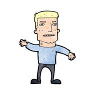 cartoon waving stressed man N11