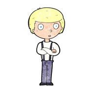 cartoon staring boy with folded arms N11