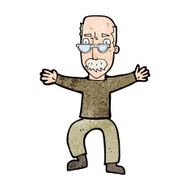 cartoon old man waving arms N11