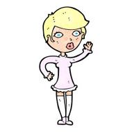 cartoon pretty woman waving N110