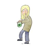 cartoon hippie man with bag of weed N12