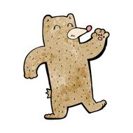 cartoon waving bear N11