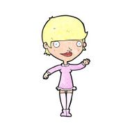 cartoon waving woman N180