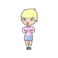 cartoon woman gesturing at self N37