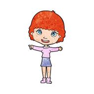cartoon happy woman pointing N87