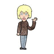 cartoon shocked woman waving hand N13