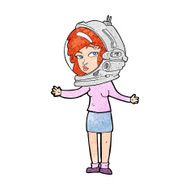cartoon woman wearing astronaut helmet N13