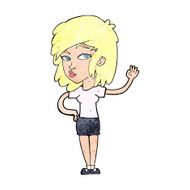cartoon pretty woman waving N112