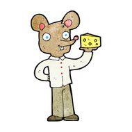 cartoon mouse holding cheese N12