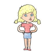 cartoon pretty girl with hands on hips N13