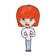 cartoon woman gesturing at herself N11