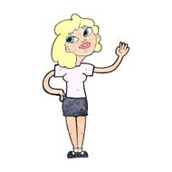 Cartoon Woman Waving N423