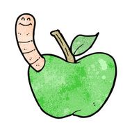 Cartoon Apple With Worm N72