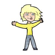 cartoon excited woman waving N13