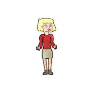 cartoon woman shrugging shoulders N614