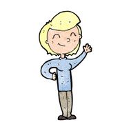 cartoon friendly waving woman N13