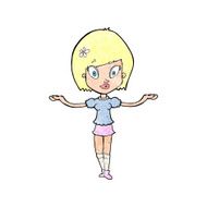 cartoon woman making balancing gesture N13