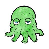 cartoon alien squid face N35