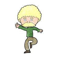 cartoon mustache man disco dancing N12