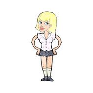 cartoon woman with hands on hips N285