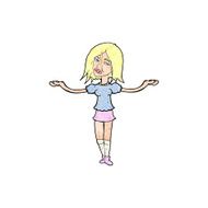 cartoon woman shrugging shoulders N621