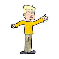 cartoon worried man reaching N25