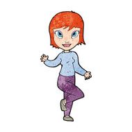 cartoon pretty woman waving N113