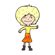 cartoon happy girl giving thumbs up symbol N12