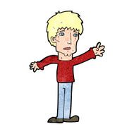 cartoon worried man reaching out N23