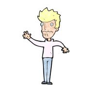 cartoon worried man reaching out N24