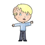 cartoon boy with growth on head N48