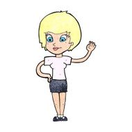 Cartoon Woman Waving N429