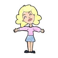 cartoon woman with open arms N126