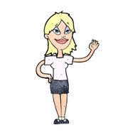 Cartoon Woman Waving N432