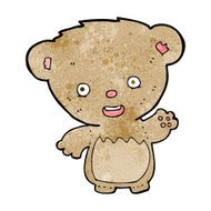 cartoon teddy bear waving N19