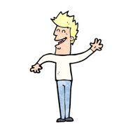 cartoon happy man waving N49