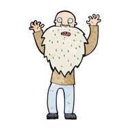 cartoon frightened old man with beard N13